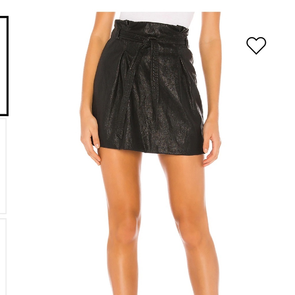 Free People Payton black paperbag faux leather mini skirt Size 6